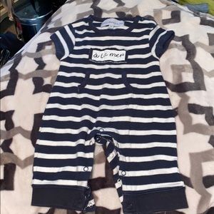 Petits Coeurs a la mer Navy white nautical onesie